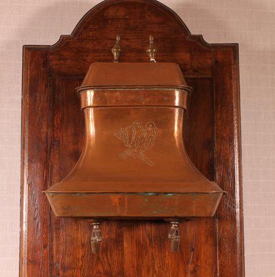 Antique French Oak & Copper Washstand, 1800s-HPU-846946