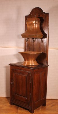 Antique French Oak & Copper Washstand, 1800s-HPU-846946