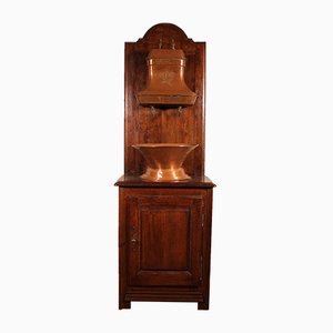 Antique French Oak & Copper Washstand, 1800s-HPU-846946