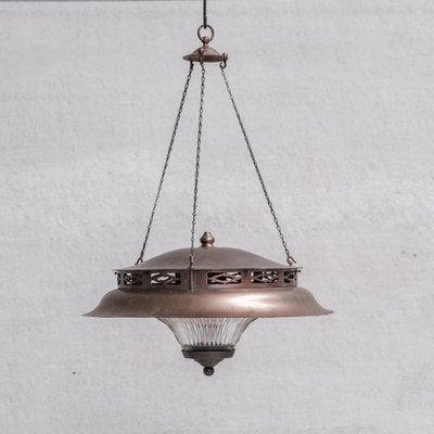 Antique French Pagoda Style Glass and Metal Pendant Light-JRP-1819178