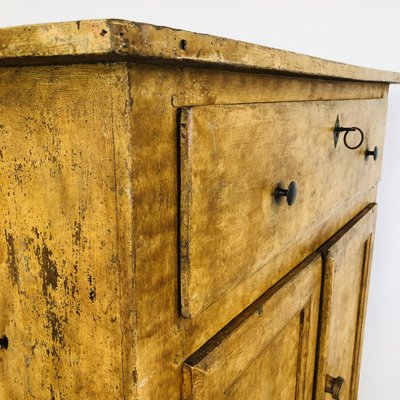 Antique French Painted Farmers Cabinet-LCQ-1300674