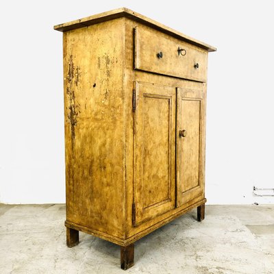 Antique French Painted Farmers Cabinet-LCQ-1300674