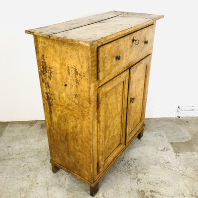 Antique French Painted Farmers Cabinet-LCQ-1300674