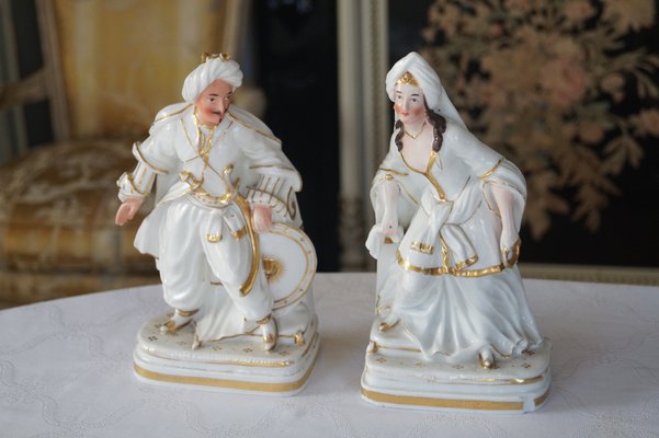 Antique French Paris Porcelain Porte Plume Statues for Ink Pens, 1835, Set of 2-DVX-1811217