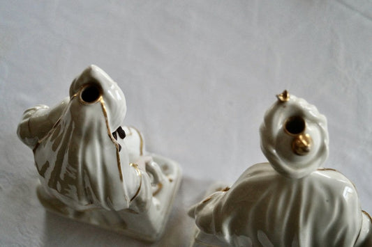 Antique French Paris Porcelain Porte Plume Statues for Ink Pens, 1835, Set of 2