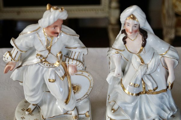 Antique French Paris Porcelain Porte Plume Statues for Ink Pens, 1835, Set of 2-DVX-1811217