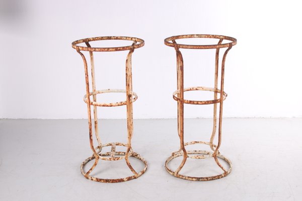 Antique French Patinated Wrought Iron Garden Stands, Set of 2-EZZ-878833