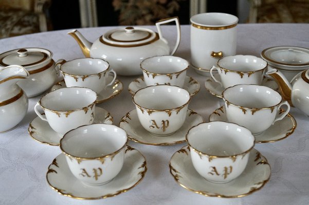 Antique French Porcelain Coffee Tea Set, 1865, Set of 13-DVX-1816587