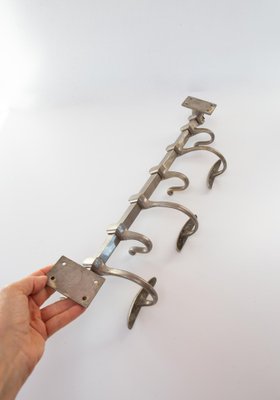 Antique French Silvered Bronze/Brass Wall Coat Rack, 1920s-JWI-2031584