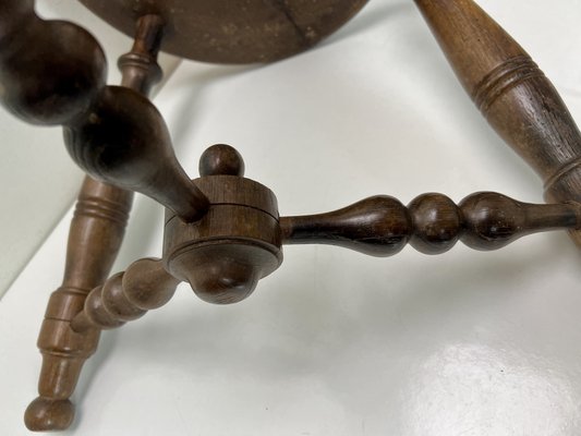 Antique French Turned Oak Stool, 1930s-WZZ-1447640