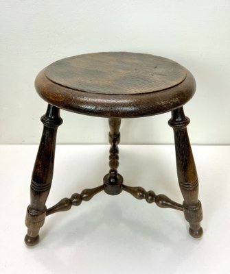 Antique French Turned Oak Stool, 1930s-WZZ-1447640