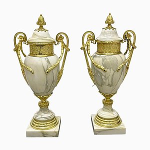 Antique French Vases in Marble with Ormolu, Set of 2-UCH-1251142