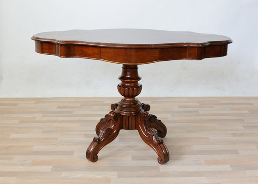 Antique French Veneer Coffee Table in Mahogany