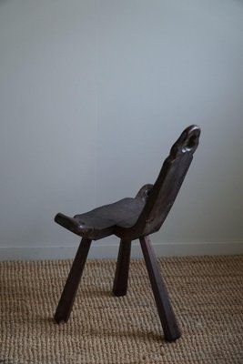 Antique French Wabi Sabi Style Carved Wood Tripod Chair, 1900s-MXF-1750976