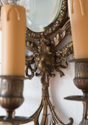 Antique French Wall Lights with Mirror, 19th Century, Set of 2-JWI-1362135