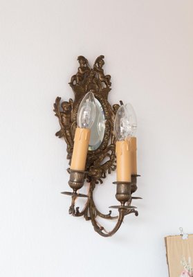 Antique French Wall Lights with Mirror, 19th Century, Set of 2-JWI-1362135