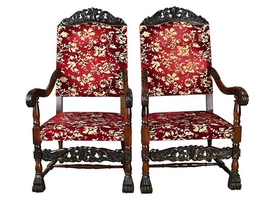 Antique French Walnut Throne Seating Set, Set of 4-YZB-1822903