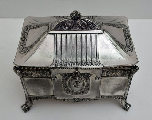 Antique German Art Nouveau Silver-Plated Jewelry Box from WMF-FER-785565