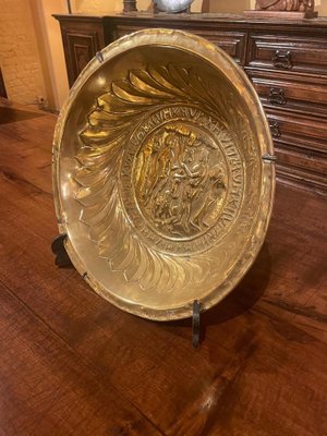 Antique German Offering Basin in Brass, 1500s-HPU-1452854