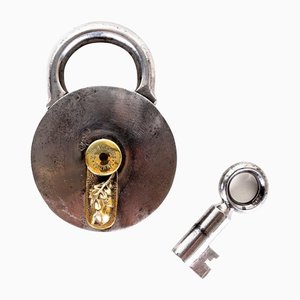 Antique German Padlock-Lock F. Sengpiels Patent with Otiginal Key, 1902-SPD-1451253