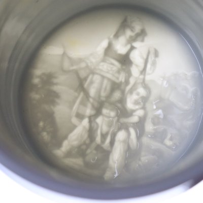 Antique German Porcelain Beer Mug Stein with Lithophane, The Poacher, 1880s-AX-843351