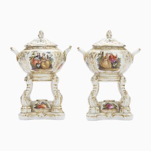 Antique German Porcelain Incense Burners, 1800s, Set of 2-TBU-2020179