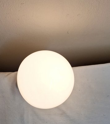 Antique German Wall Lamp with White Porcelain Base and Opaque White Glass Shade, 1930s-HOI-2021765