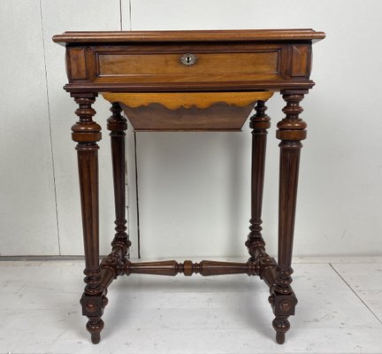 Antique German Walnut Sewing Table-WZZ-826371