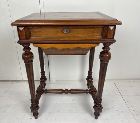 Antique German Walnut Sewing Table-WZZ-826371