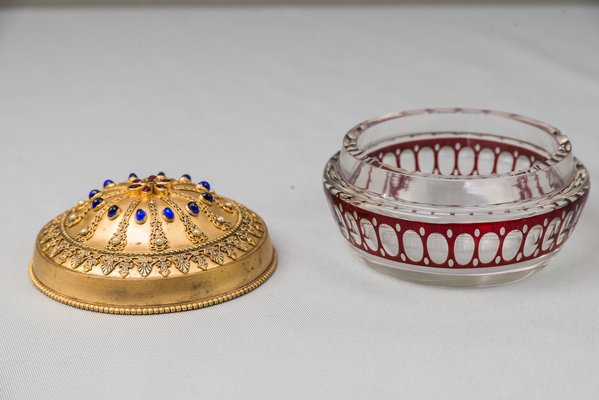 Antique Gilded & Cut Glass Sugar Bowl, 1890s-SPD-574673