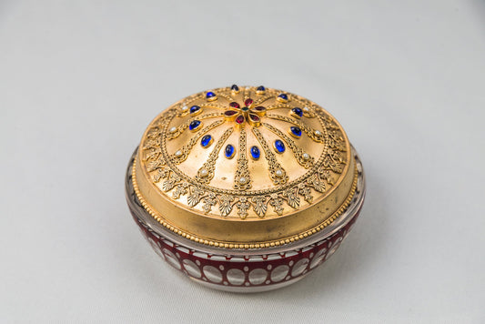 Antique Gilded & Cut Glass Sugar Bowl, 1890s