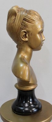 Antique Gilded Plaster Twisted Column and Bust of a Girl-RVK-729882