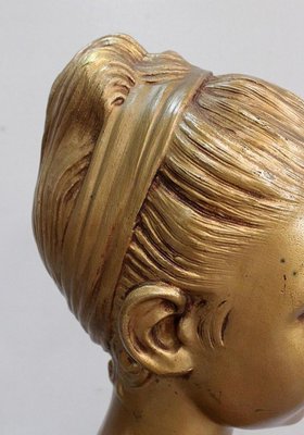 Antique Gilded Plaster Twisted Column and Bust of a Girl-RVK-729882