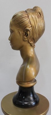 Antique Gilded Plaster Twisted Column and Bust of a Girl-RVK-729882