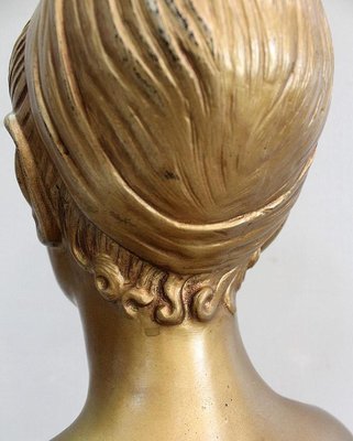 Antique Gilded Plaster Twisted Column and Bust of a Girl-RVK-729882