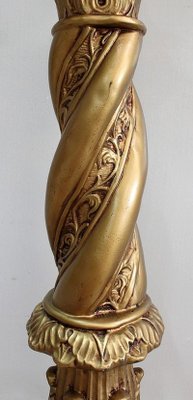 Antique Gilded Plaster Twisted Column and Bust of a Girl-RVK-729882