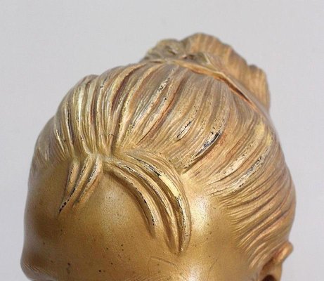 Antique Gilded Plaster Twisted Column and Bust of a Girl-RVK-729882