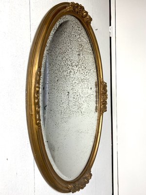 Antique Gilt and Mercury Plate Oval Mirror-WZZ-853133