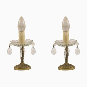 Antique Gilt Bronze Lamps with Swarovski Crystal Pendants from Liberty, Set of 2-NJV-857270