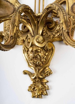 Antique Gilt Bronze Lyre Sconces, Set of 2-WFS-1196709