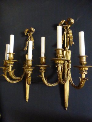 Antique Gilt Bronze Sconces, Set of 2-WSV-682020