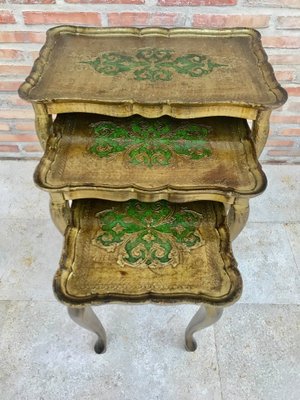 Antique Giltwood and Carved Side Tables with Cabriole Shaped Legs, Set of 3-NOU-676877