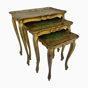 Antique Giltwood and Carved Side Tables with Cabriole Shaped Legs, Set of 3-NOU-676877