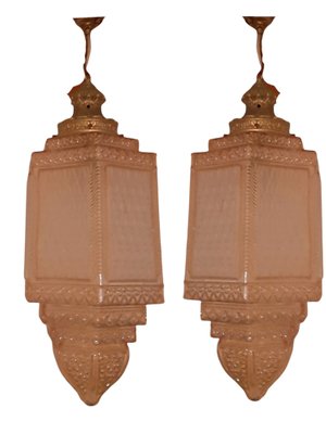 Antique Glass Ceiling Lamp from Emiratos, Set of 2-TCS-1174919