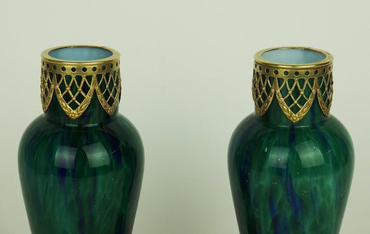 Antique Glass Vases by Kralik, 1890s, Set of 2