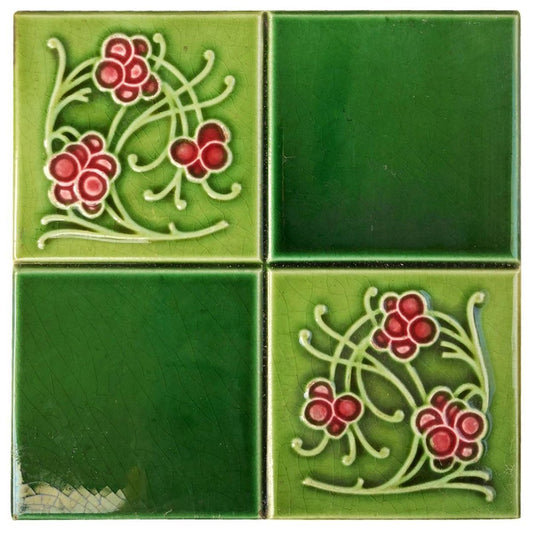 Antique Glazed Relief Tile by Gilliot Frères, 1925