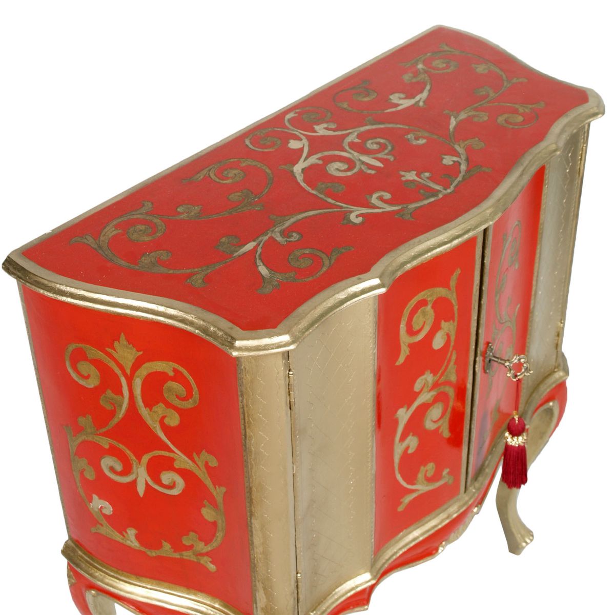 Antique Gold Leaf & Red Lacquer Sideboard from Fratelli Ugolini