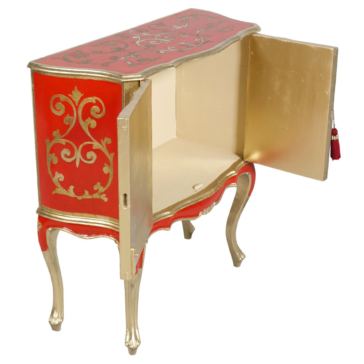 Antique Gold Leaf & Red Lacquer Sideboard from Fratelli Ugolini