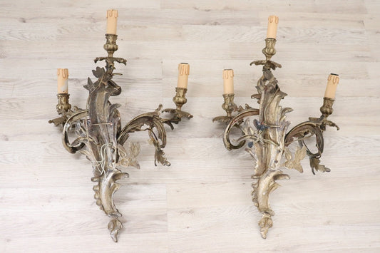 Antique Golden Bronze Sconces, Set of 2