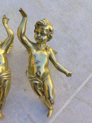 Antique Golden Ceramic Putti, 1800s, Set of 2-ZFY-1760974